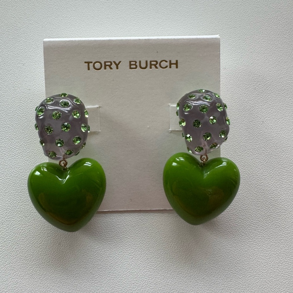 Tory Burch Textured Beans Heart Drop Earring - Picture 2 of 2